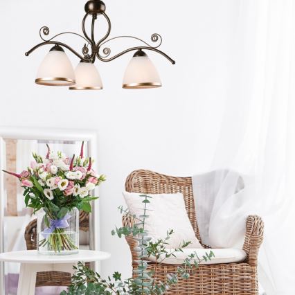 Kattokruunu ketjussa RETRO II 3xE27/60W/230V musta patina