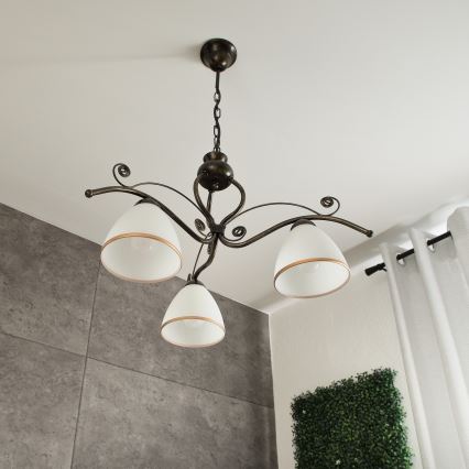 Kattokruunu ketjussa RETRO II 3xE27/60W/230V musta patina