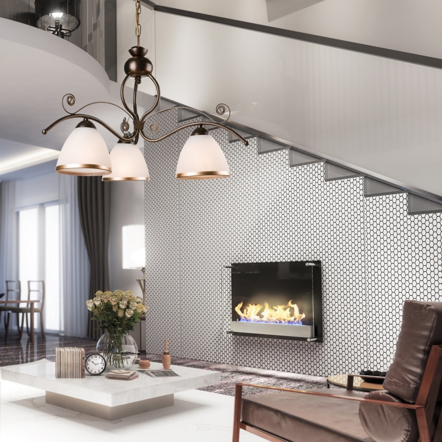 Kattokruunu ketjussa RETRO II 3xE27/60W/230V musta patina