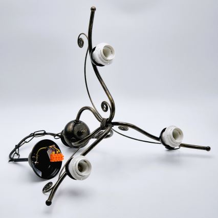 Kattokruunu ketjussa RETRO II 3xE27/60W/230V musta patina