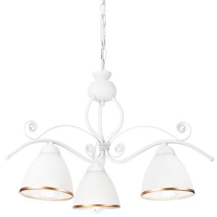 Kattokruunu ketjussa RETRO II 3xE27/60W/230V valkoinen