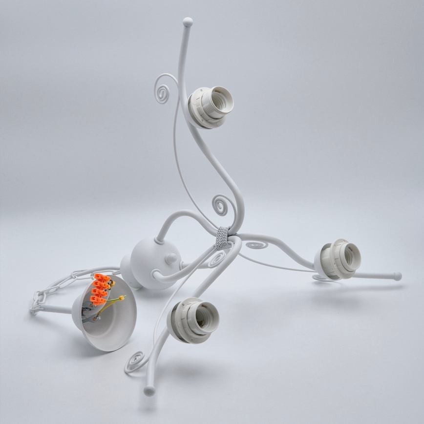 Kattokruunu ketjussa RETRO II 3xE27/60W/230V valkoinen