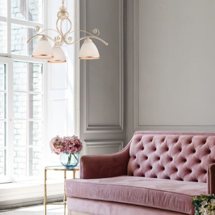 Kattokruunu ketjussa RETRO II 3xE27/60W/230V valkoinen patina