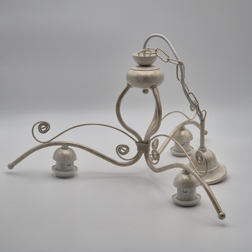 Kattokruunu ketjussa RETRO II 3xE27/60W/230V valkoinen patina