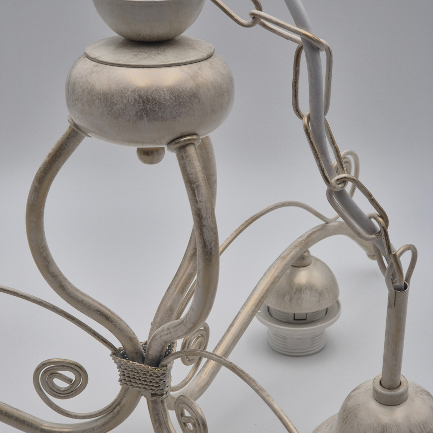 Kattokruunu ketjussa RETRO II 3xE27/60W/230V valkoinen patina