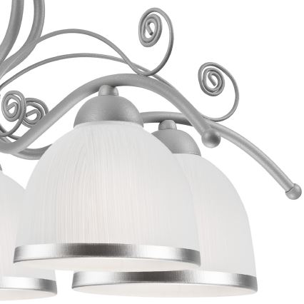 Kattokruunu ketjussa RETRO II 5xE27/60W/230V hopea