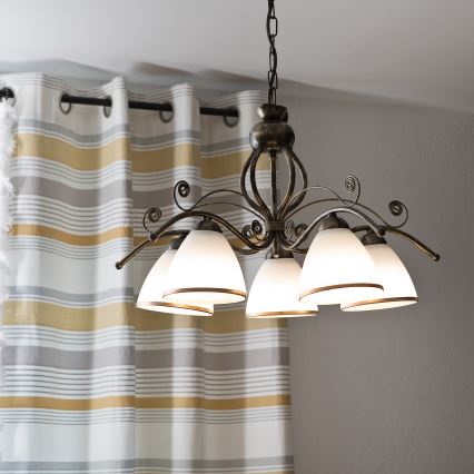 Kattokruunu ketjussa RETRO II 5xE27/60W/230V musta patina