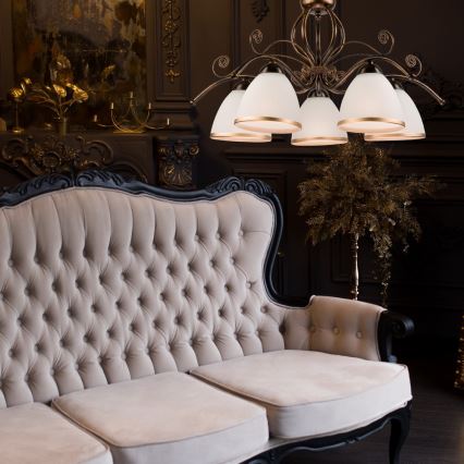 Kattokruunu ketjussa RETRO II 5xE27/60W/230V musta patina