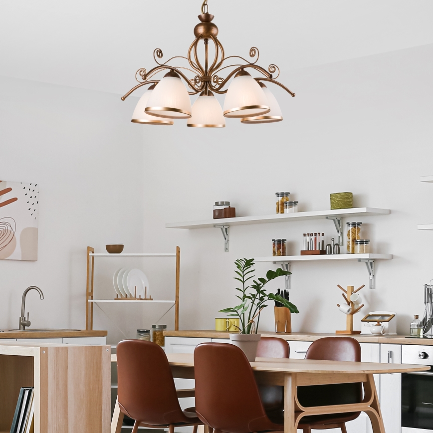 Kattokruunu ketjussa RETRO II 5xE27/60W/230V pronssi patina