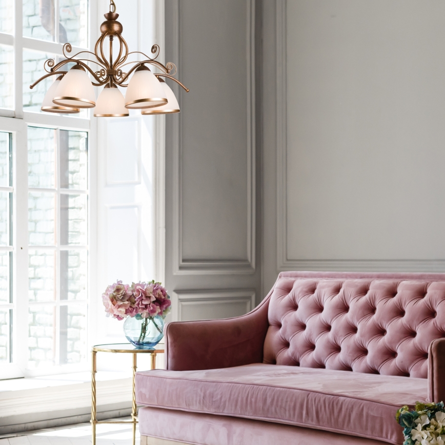 Kattokruunu ketjussa RETRO II 5xE27/60W/230V pronssi patina