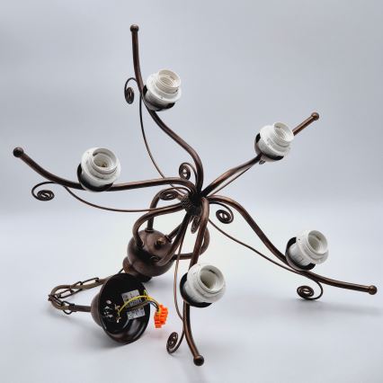 Kattokruunu ketjussa RETRO II 5xE27/60W/230V pronssi patina