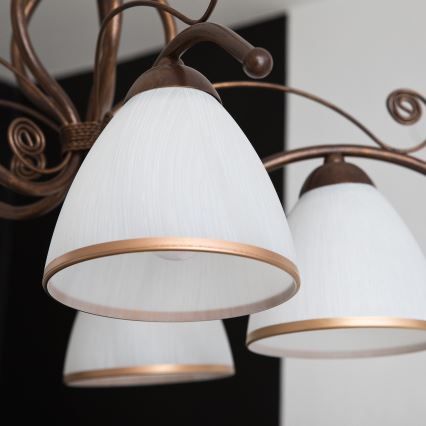 Kattokruunu ketjussa RETRO II 5xE27/60W/230V pronssi patina