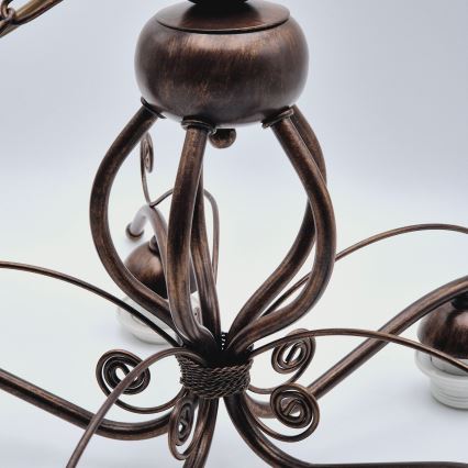 Kattokruunu ketjussa RETRO II 5xE27/60W/230V pronssi patina