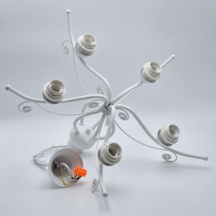 Kattokruunu ketjussa RETRO II 5xE27/60W/230V valkoinen