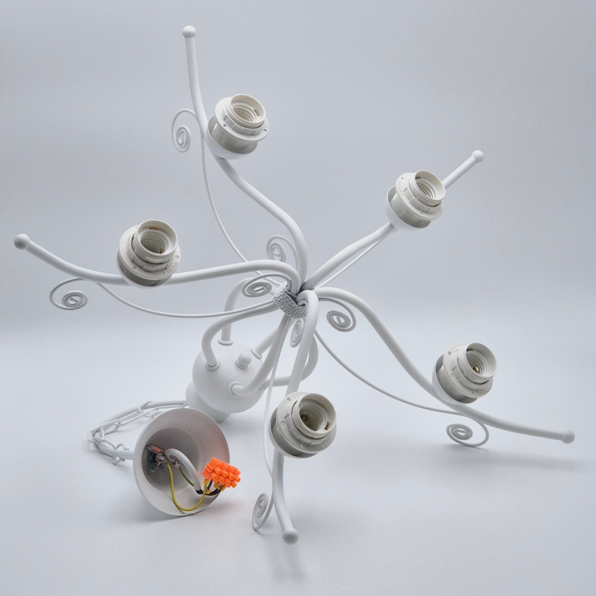 Kattokruunu ketjussa RETRO II 5xE27/60W/230V valkoinen