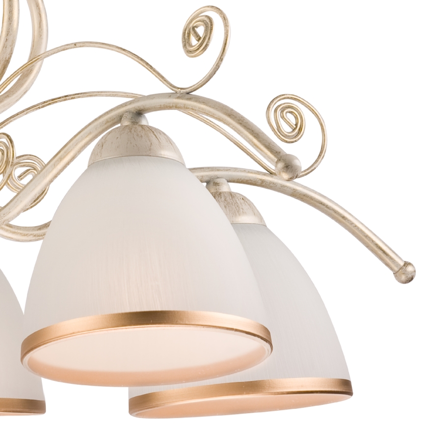 Kattokruunu ketjussa RETRO II 5xE27/60W/230V valkoinen patina