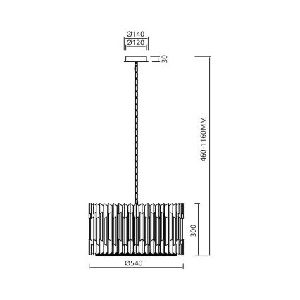 Kattokruunu ketjussa RITZ 12xE14/40W/230V halkaisija 54 cm kiiltävä kromi