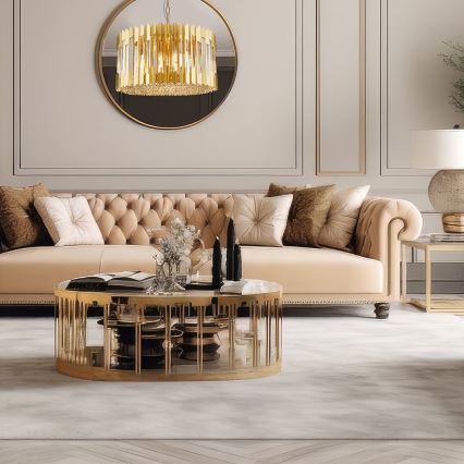 Kattokruunu ketjussa RITZ 12xE14/40W/230V halkaisija 54 cm kulta