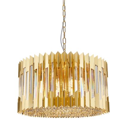 Kattokruunu ketjussa RITZ 12xE14/40W/230V halkaisija 54 cm kulta