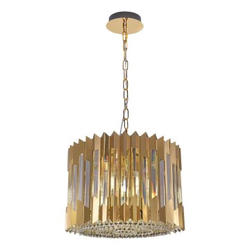 Kattokruunu ketjussa RITZ 7xE14/40W/230V halkaisija 42 cm kulta