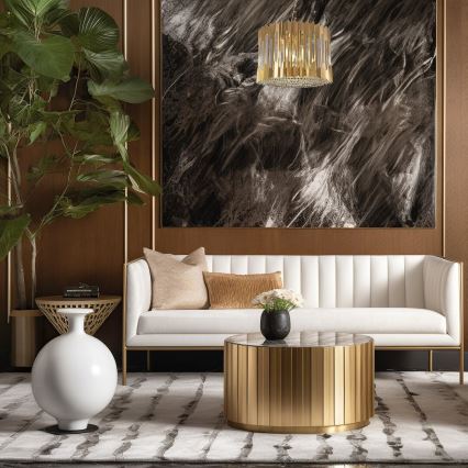 Kattokruunu ketjussa RITZ 7xE14/40W/230V halkaisija 42 cm kulta