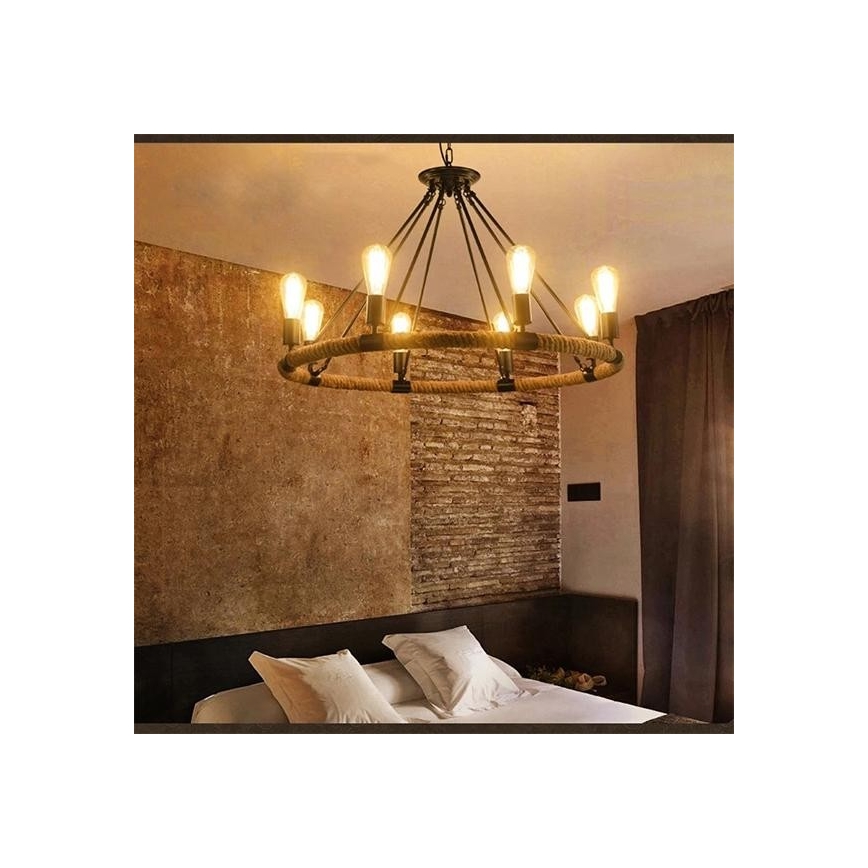 Kattokruunu ketjussa ROPE ARTHUR 8xE27/20W/230V