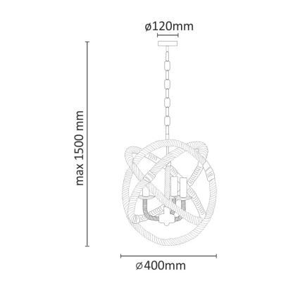 Kattokruunu ketjussa ROPE GLOBO 3xE14/10W/230V