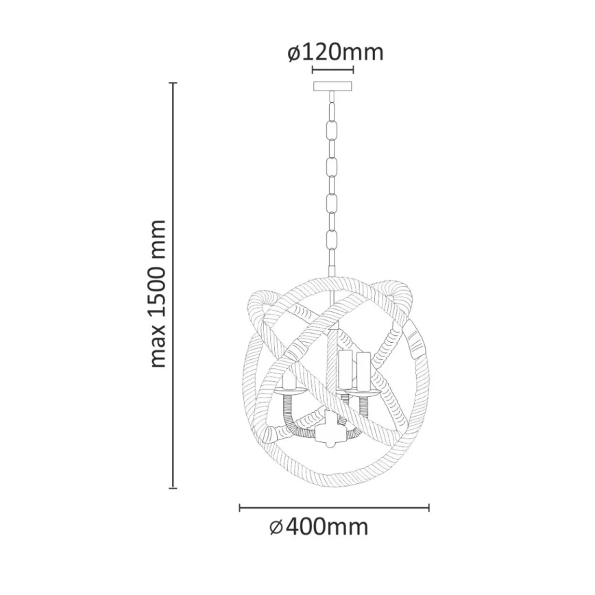 Kattokruunu ketjussa ROPE GLOBO 3xE14/10W/230V