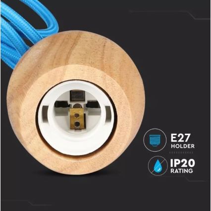 Kattokruunu narulla 1xE27/60W/230V sininen