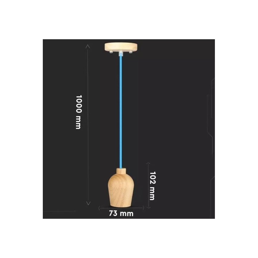 Kattokruunu narulla 1xE27/60W/230V sininen