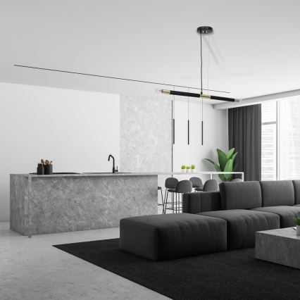 Kattokruunu narulla BASTONE 2xE14/40W/230V musta/kultainen