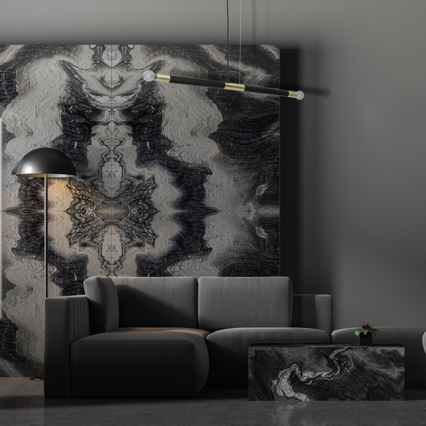 Kattokruunu narulla BASTONE 2xE14/40W/230V musta/kultainen