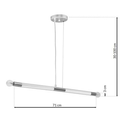 Kattokruunu narulla BASTONE WHITE 2xE14/40W/230V valkoinen/kiiltävä kromi