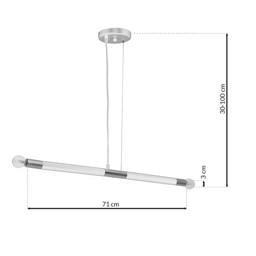 Kattokruunu narulla BASTONE WHITE 2xE14/40W/230V valkoinen/kiiltävä kromi