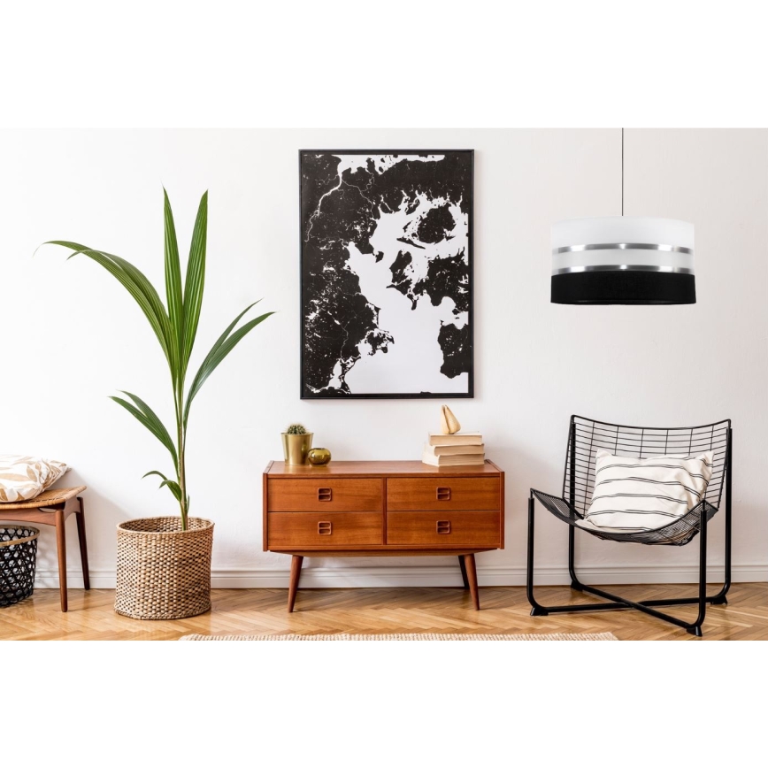 Kattokruunu narulla CORAL 1xE27/60W/230V mustavalkoinen