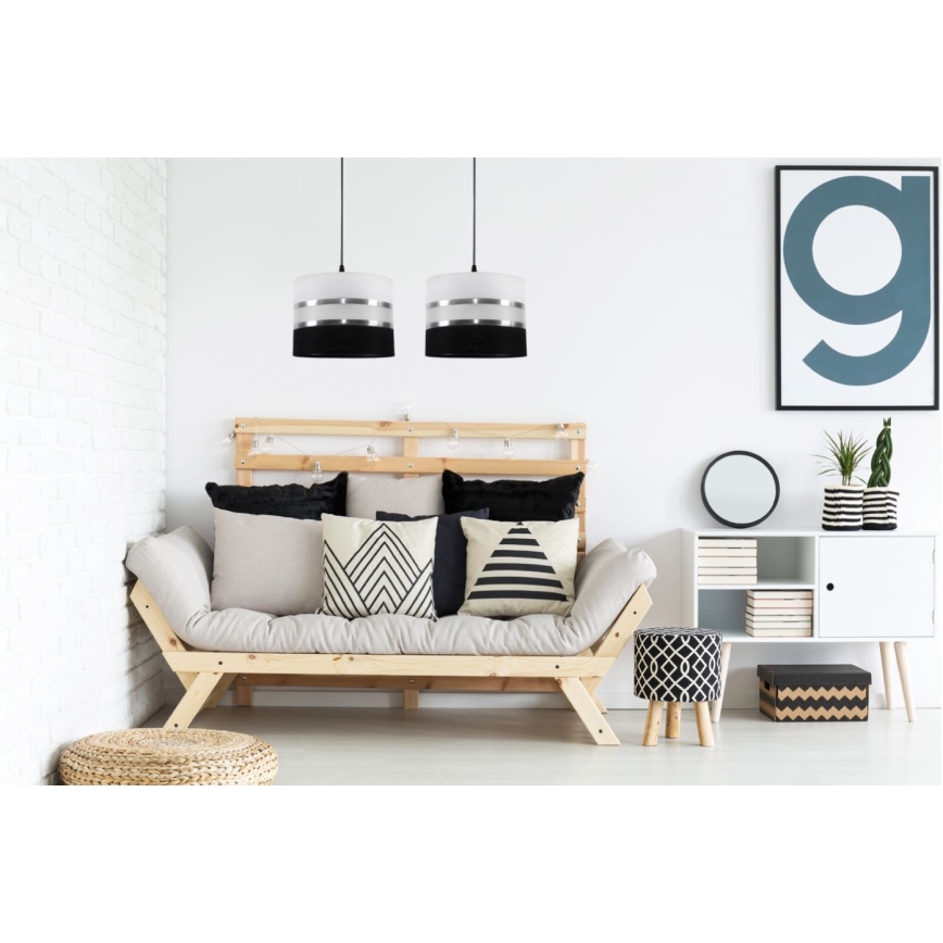 Kattokruunu narulla CORAL 2xE27/60W/230V mustavalkoinen