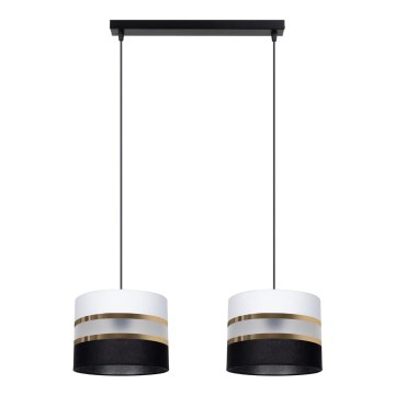 Kattokruunu narulla CORAL 2xE27/60W/230V mustavalkoinen