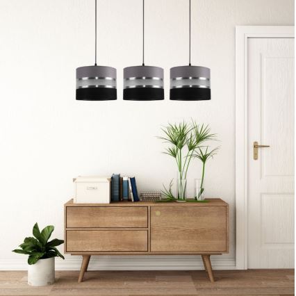 Kattokruunu narulla CORAL 3xE27/60W/230V musta ja harmaa