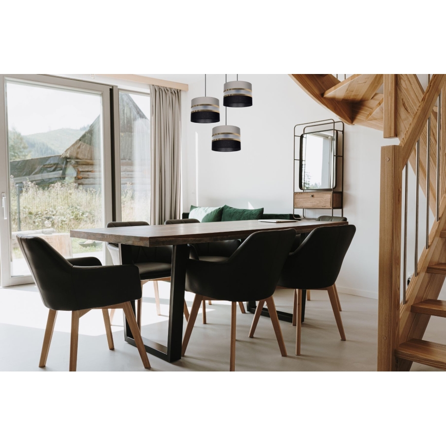 Kattokruunu narulla CORAL 3xE27/60W/230V musta ja harmaa