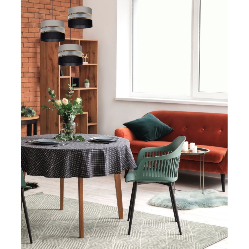 Kattokruunu narulla CORAL 3xE27/60W/230V musta ja harmaa