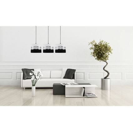 Kattokruunu narulla CORAL 3xE27/60W/230V mustavalkoinen