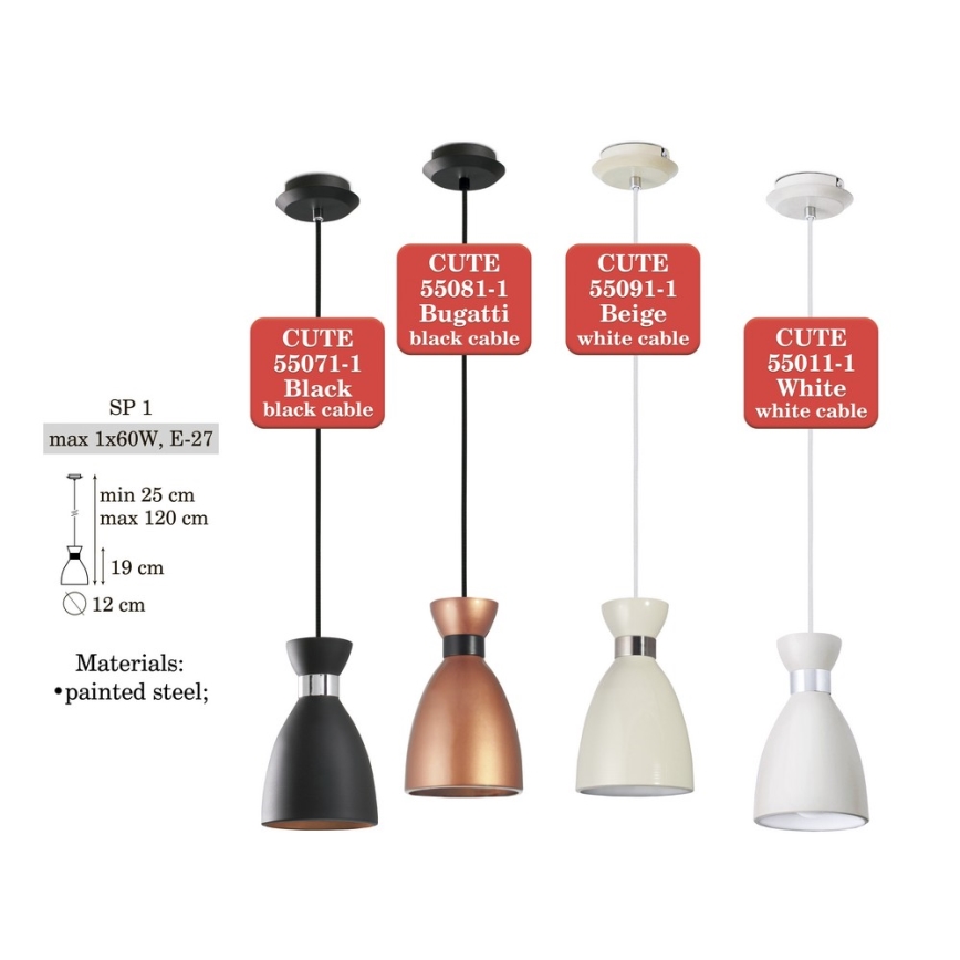 Kattokruunu narulla CUTE 1xE27/60W/230V