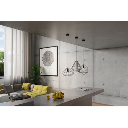 Kattokruunu narulla DEMI 1xE27/60W/230V musta/valkoinen