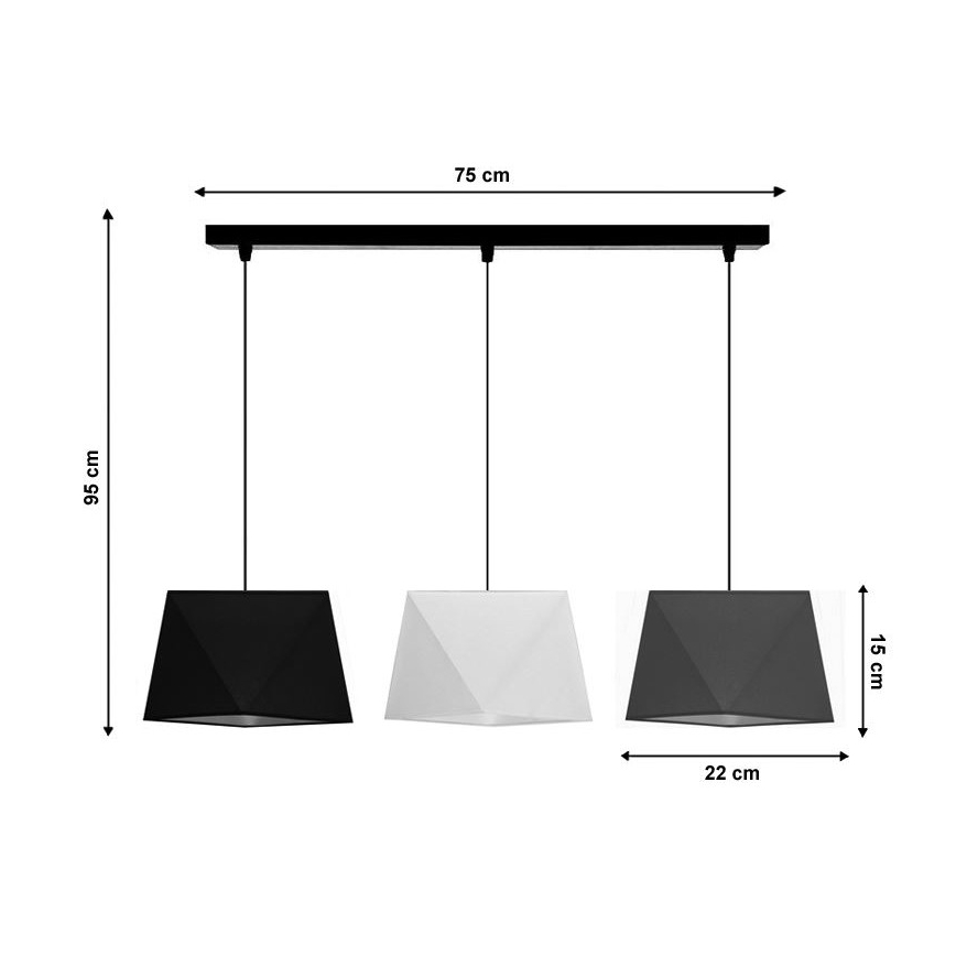 Kattokruunu narulla DIAMENT 3xE27/60W/230V