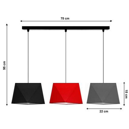 Kattokruunu narulla DIAMENT 3xE27/60W/230V