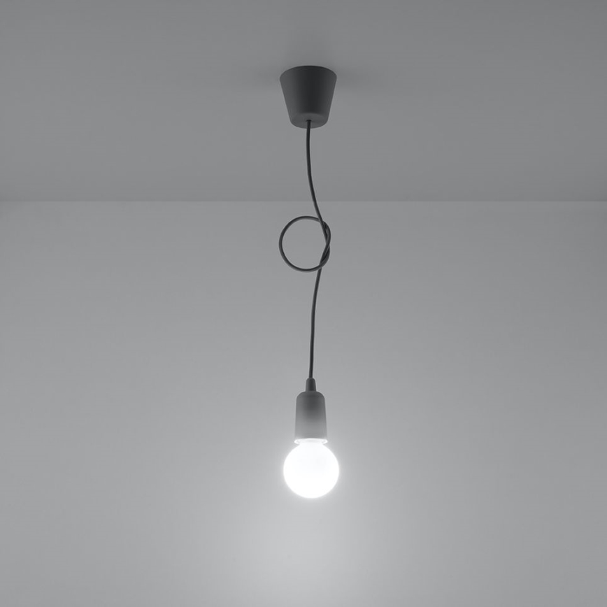 Kattokruunu narulla DIEGO 1xE27/60W/230V harmaa