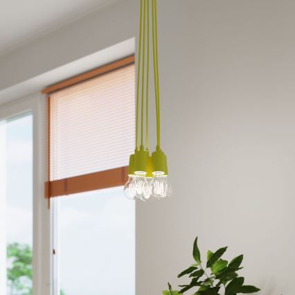 Kattokruunu narulla DIEGO 3xE27/60W/230V keltainen