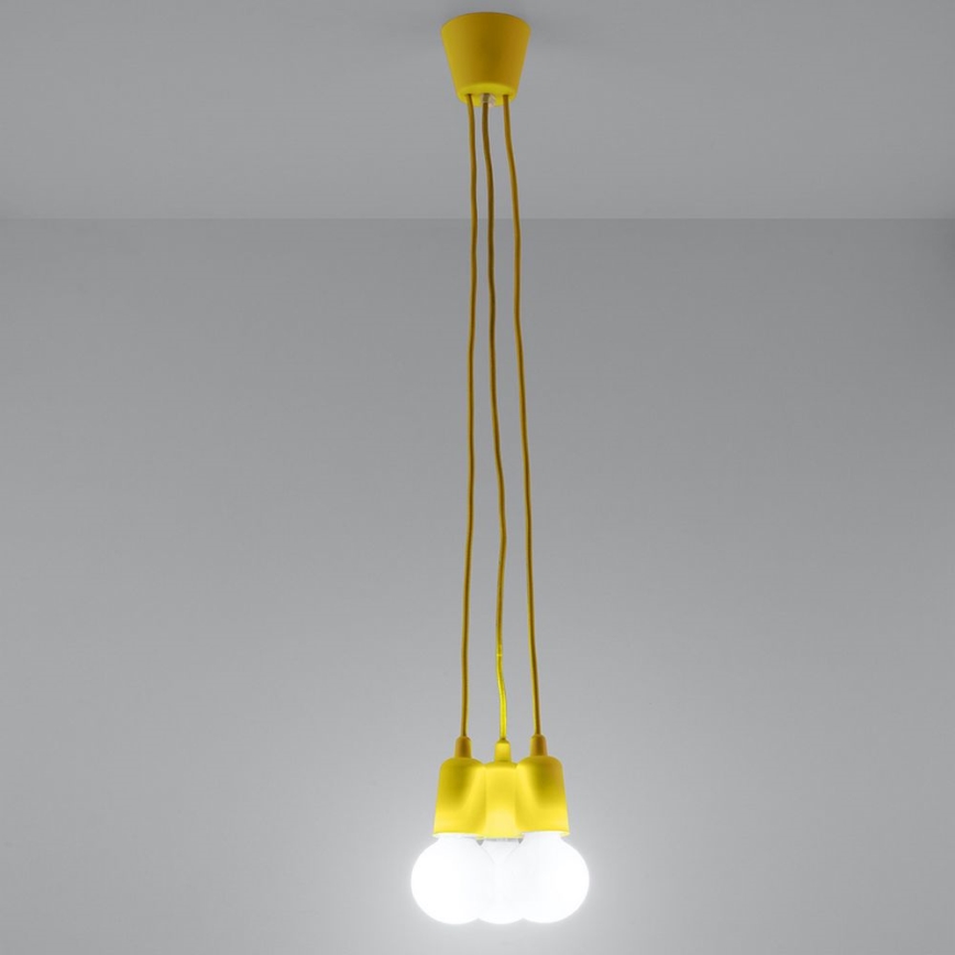 Kattokruunu narulla DIEGO 3xE27/60W/230V keltainen