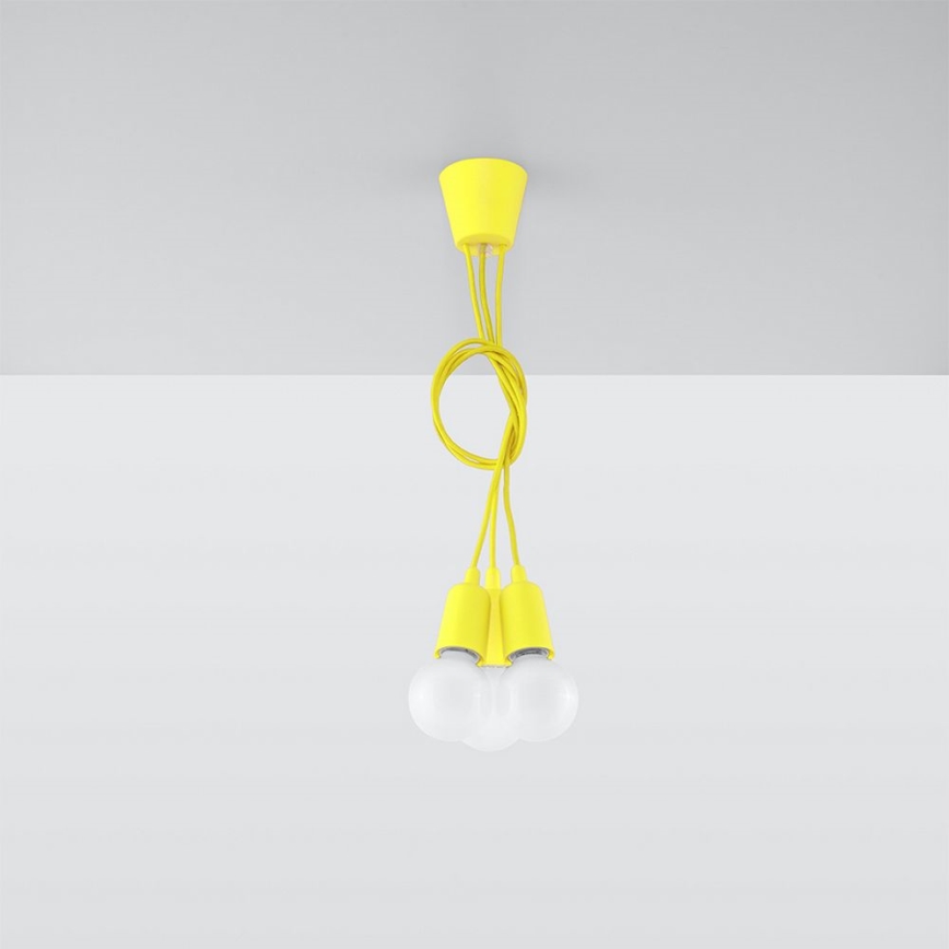 Kattokruunu narulla DIEGO 3xE27/60W/230V keltainen