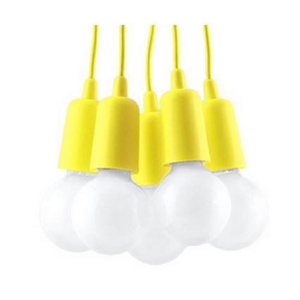 Kattokruunu narulla DIEGO 5xE27/60W/230V keltainen